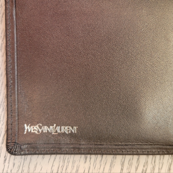 Yves Saint Laurent YSL Logo Plate Bi-Fold Wallet Leather Pewter Silver Hardware - Picture 10 of 12